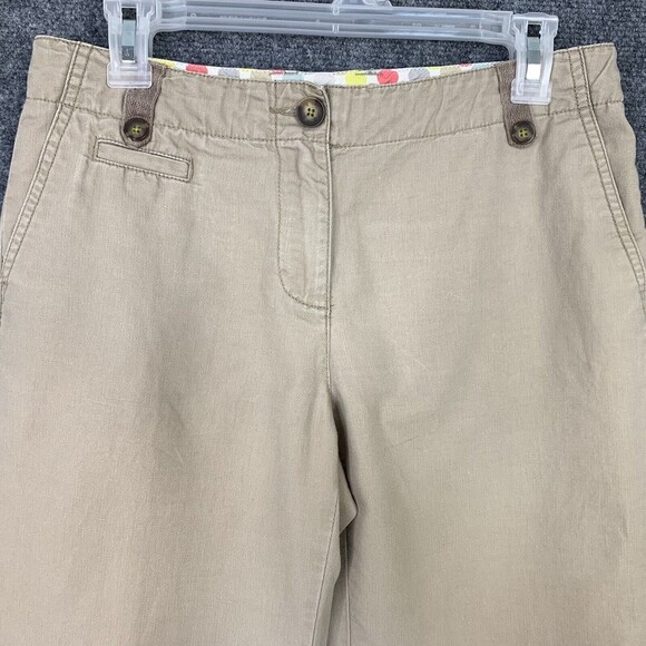 Boden Khaki Pants Women 6R Straight Leg Roll Tab Hem Cotton Blend - Picture 4 of 15